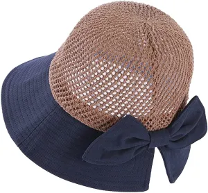 Women's Big Brim Sun Hat Floppy Foldable Bowknot Straw Hat Summer Beach Holiday Sun Cap