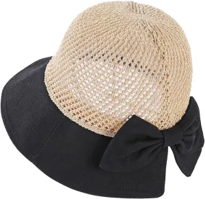 Women's Big Brim Sun Hat Floppy Foldable Bowknot Straw Hat Summer Beach Holiday Sun Cap