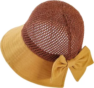 Women's Big Brim Sun Hat Floppy Foldable Bowknot Straw Hat Summer Beach Holiday Sun Cap
