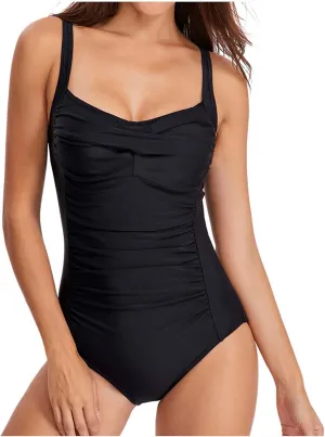 Women's Bikini Swimsuits 1 Piece Swimsuit for Women Tummy Control Bathing Suits Ruched Swimwear