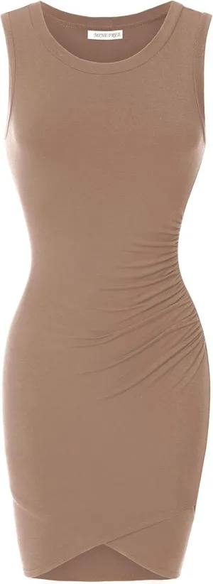 Women's Casual Crew Neck Bodycon Sleeveless Dress (S-3XL)