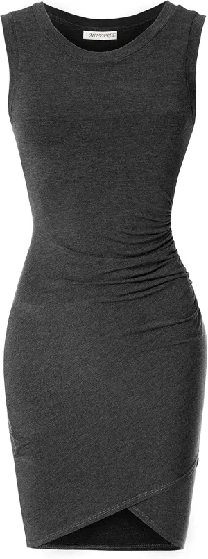 Women's Casual Crew Neck Bodycon Sleeveless Dress (S-3XL)