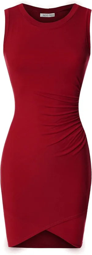Women's Casual Crew Neck Bodycon Sleeveless Dress (S-3XL)