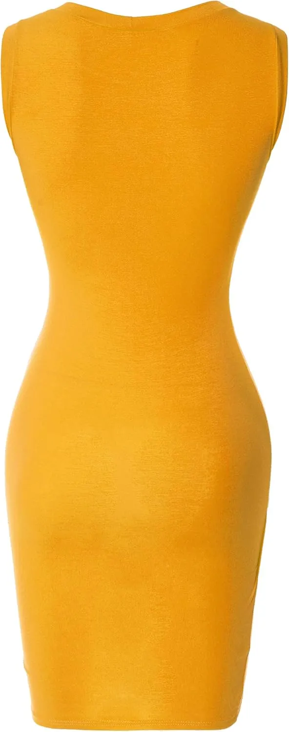 Women's Casual Crew Neck Bodycon Sleeveless Dress (S-3XL)