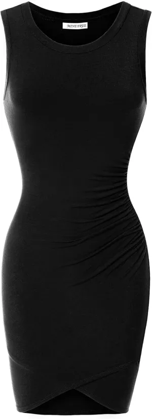Women's Casual Crew Neck Bodycon Sleeveless Dress (S-3XL)