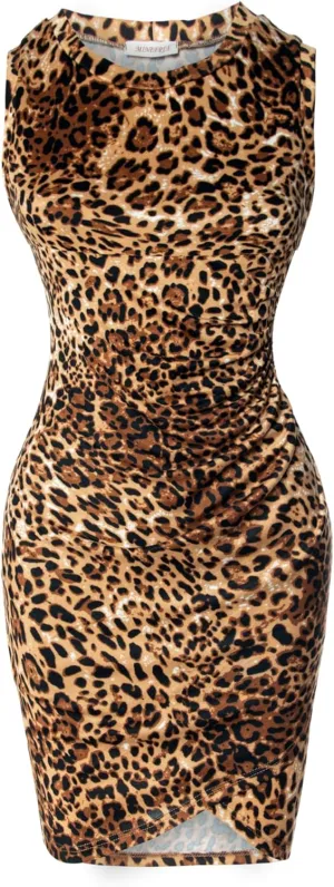 Women's Casual Crew Neck Bodycon Sleeveless Dress (S-3XL)