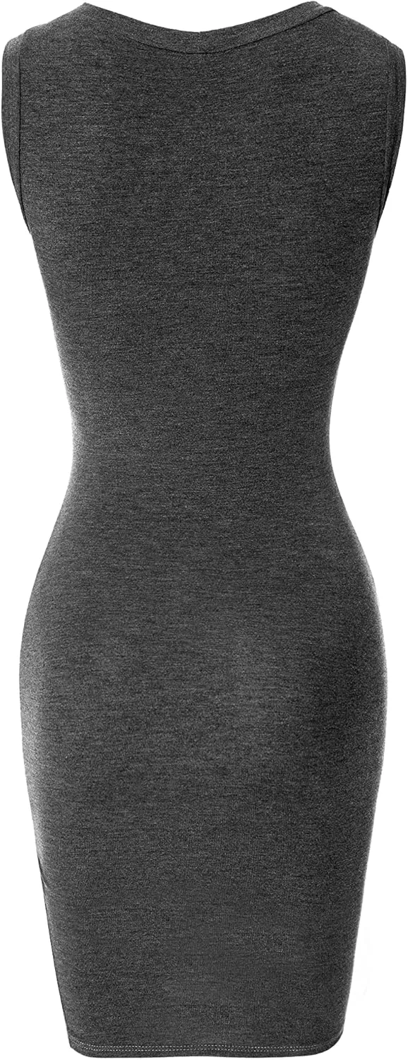 Women's Casual Crew Neck Bodycon Sleeveless Dress (S-3XL)