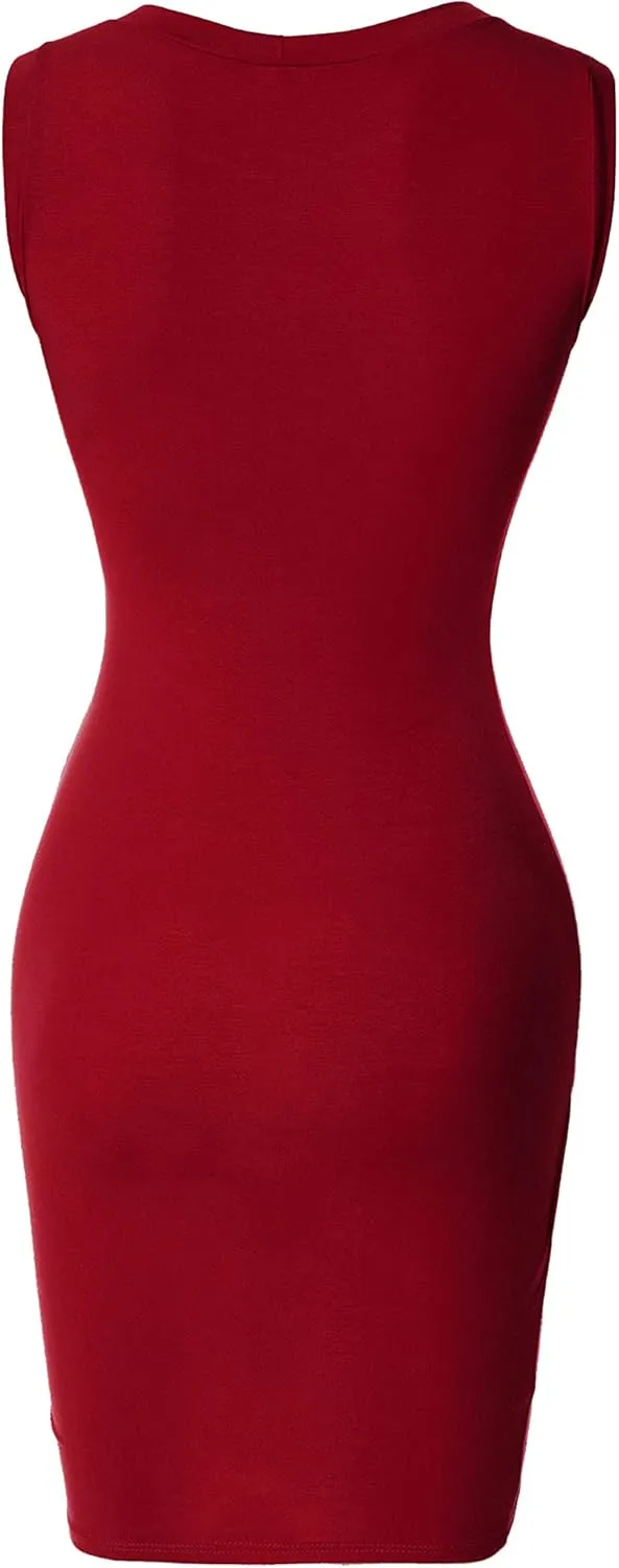 Women's Casual Crew Neck Bodycon Sleeveless Dress (S-3XL)