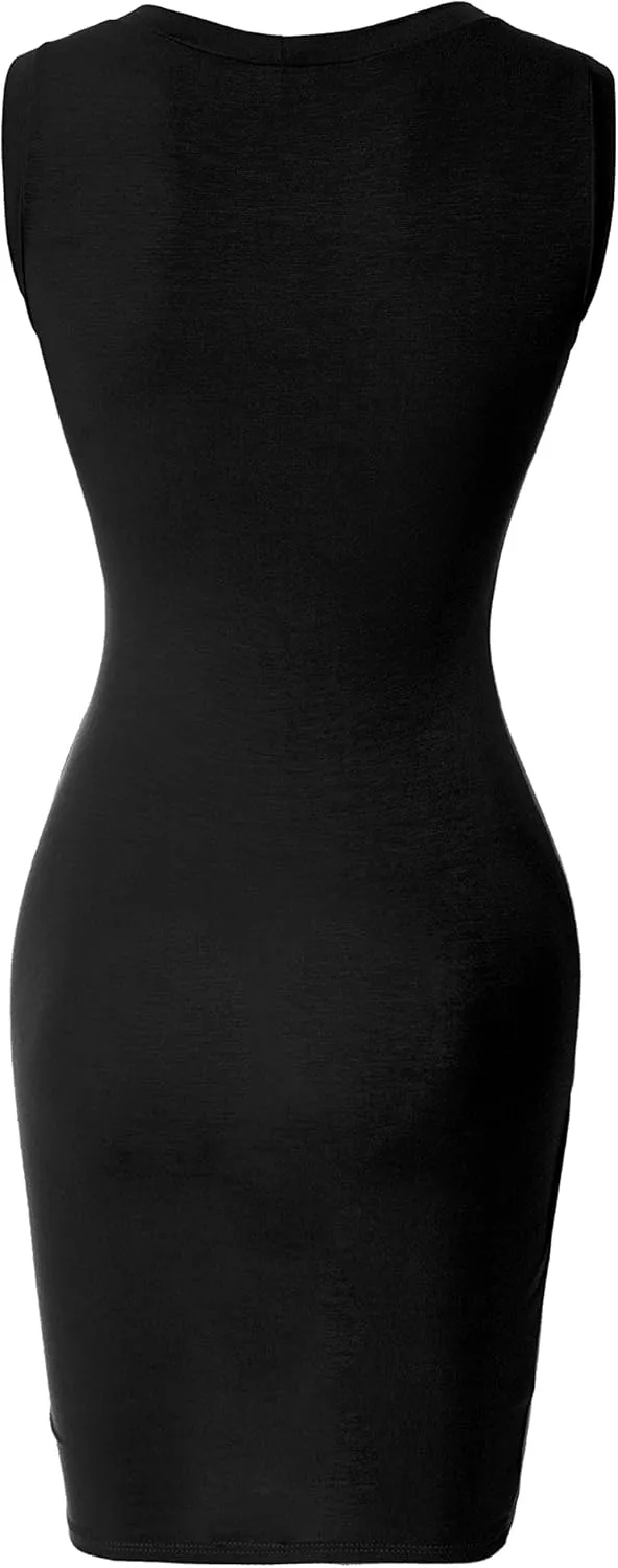 Women's Casual Crew Neck Bodycon Sleeveless Dress (S-3XL)