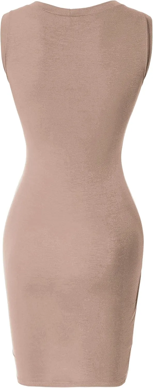 Women's Casual Crew Neck Bodycon Sleeveless Dress (S-3XL)