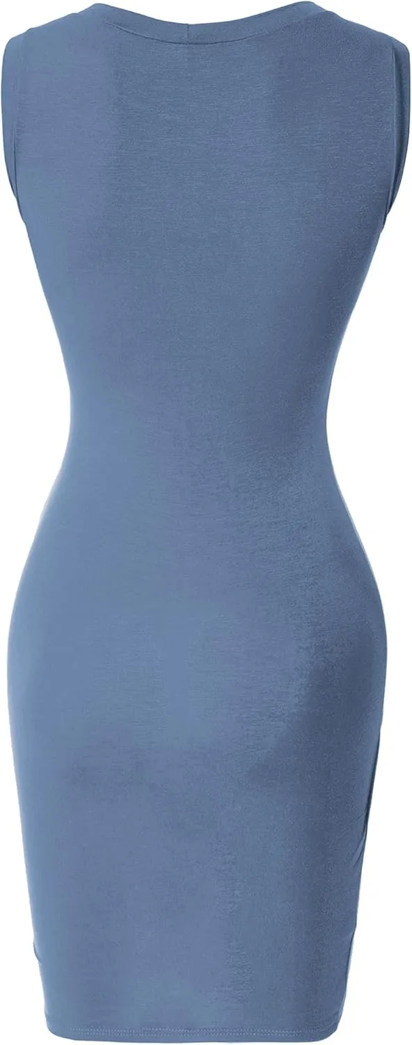 Women's Casual Crew Neck Bodycon Sleeveless Dress (S-3XL)