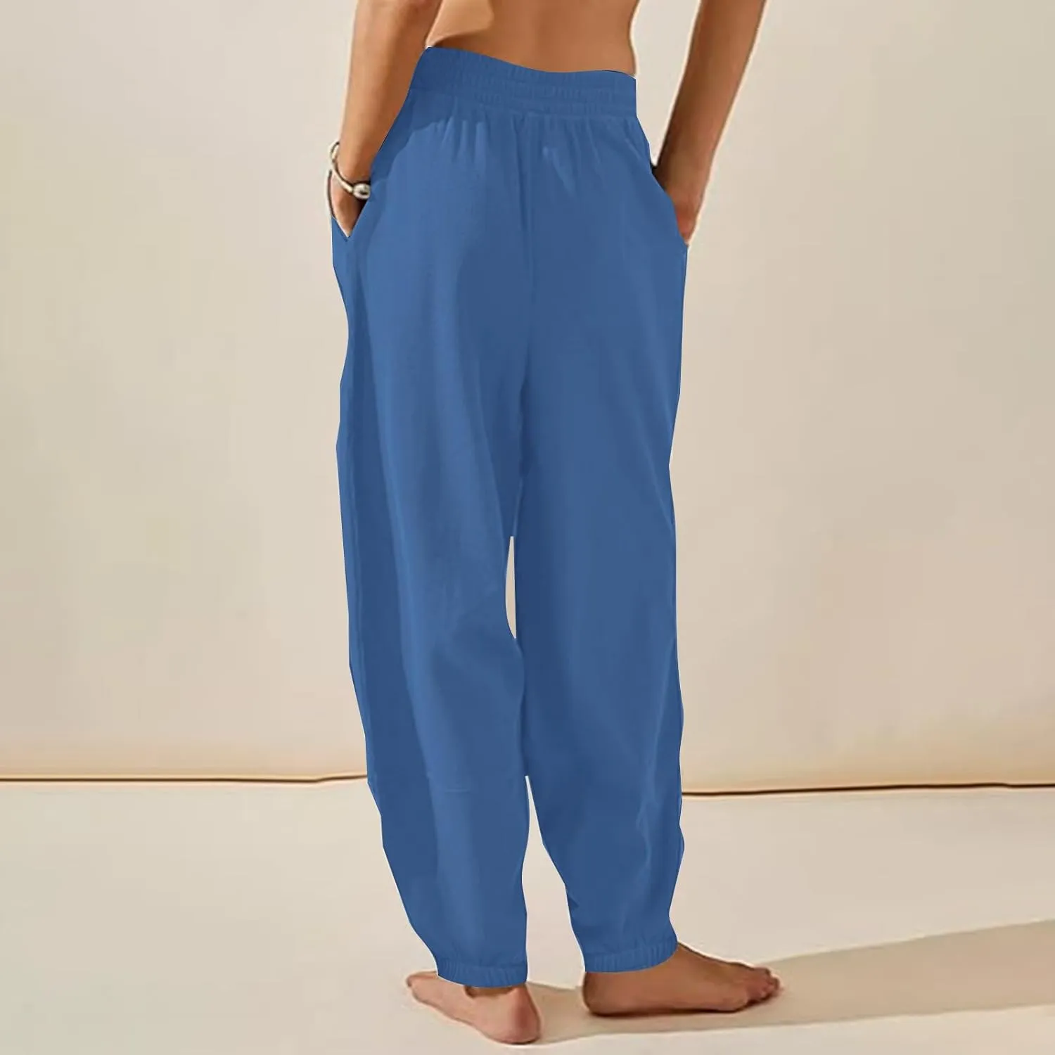 Women's Casual Loose Haren Pants High Waisted Beach Lounge Yoga Pant Elastic Waist Jogger Palazzo Sweatpants