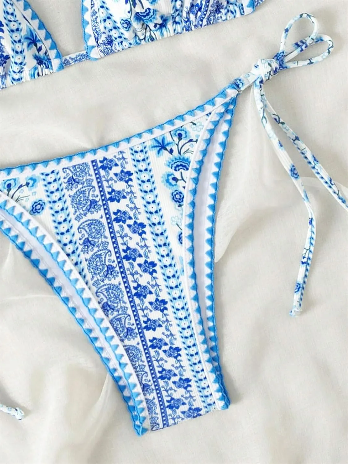 Women's Halter Bikini Sets Polka Dot Frilled Ruffles Triangle Tie Side Bikini Swimsuit Two Piece Bathing Suits