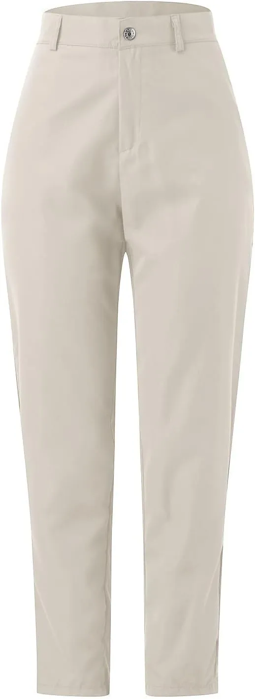 Women's High Waisted Business Pants Straight Leg Pleated Elegant Office Slacks Stretchy Dress Trousers with Pockets