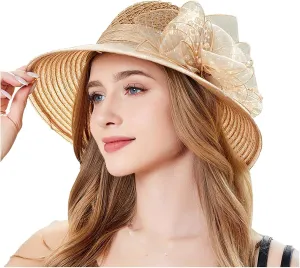 Womens Knit Wide Brim Sun Hat Cloche Bucket Hat Fishing Hat Beach Solid Color Foldable 2024 Summer Fashion Bow Caps
