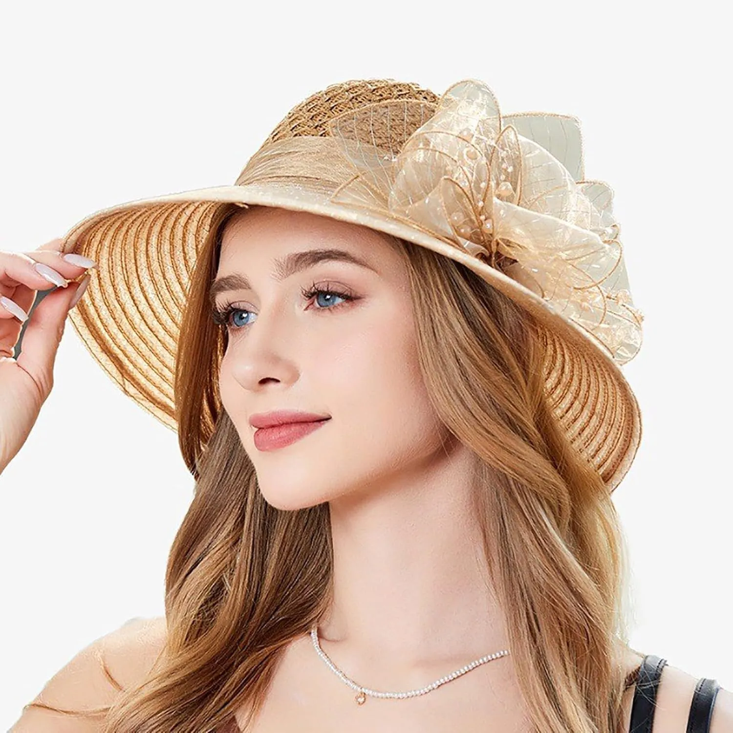 Womens Knit Wide Brim Sun Hat Cloche Bucket Hat Fishing Hat Beach Solid Color Foldable 2024 Summer Fashion Bow Caps