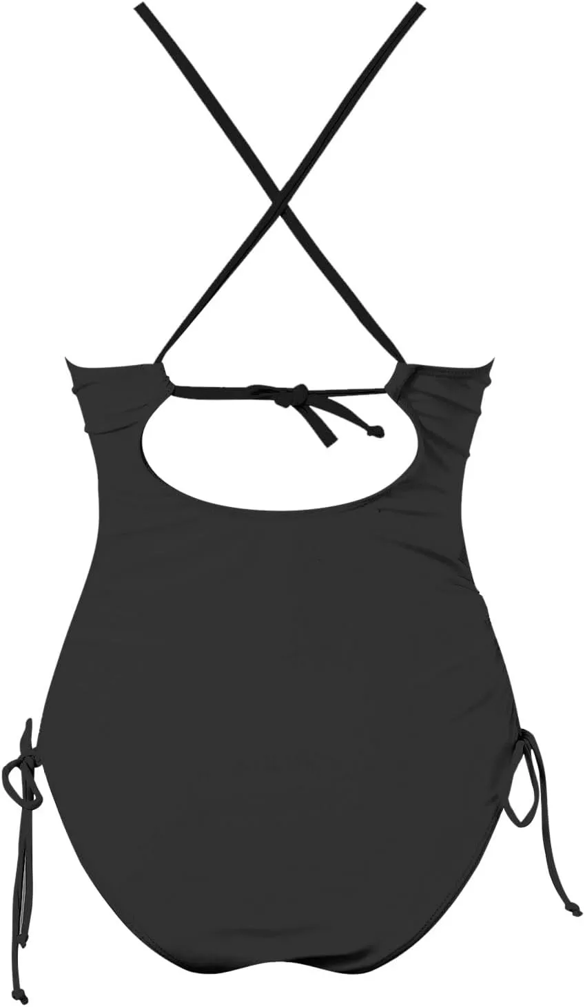 Womens Lace Up Swimsuits Slimming High Cut Swimwear Cutout Side Drawstring Bathing Suits Bikini and Thong