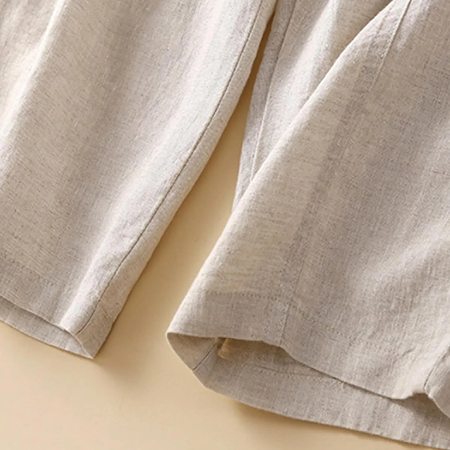 Womens Linen Pants with Pockets High Waisted Elastic Beach Pants Straight Leg Trousers for Women Casual Trousers