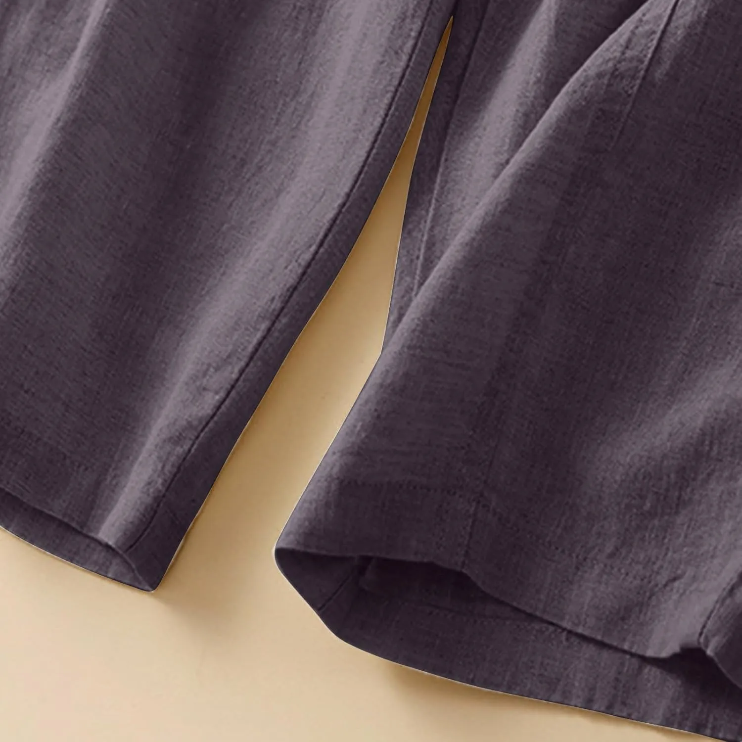 Womens Linen Pants with Pockets High Waisted Elastic Beach Pants Straight Leg Trousers for Women Casual Trousers