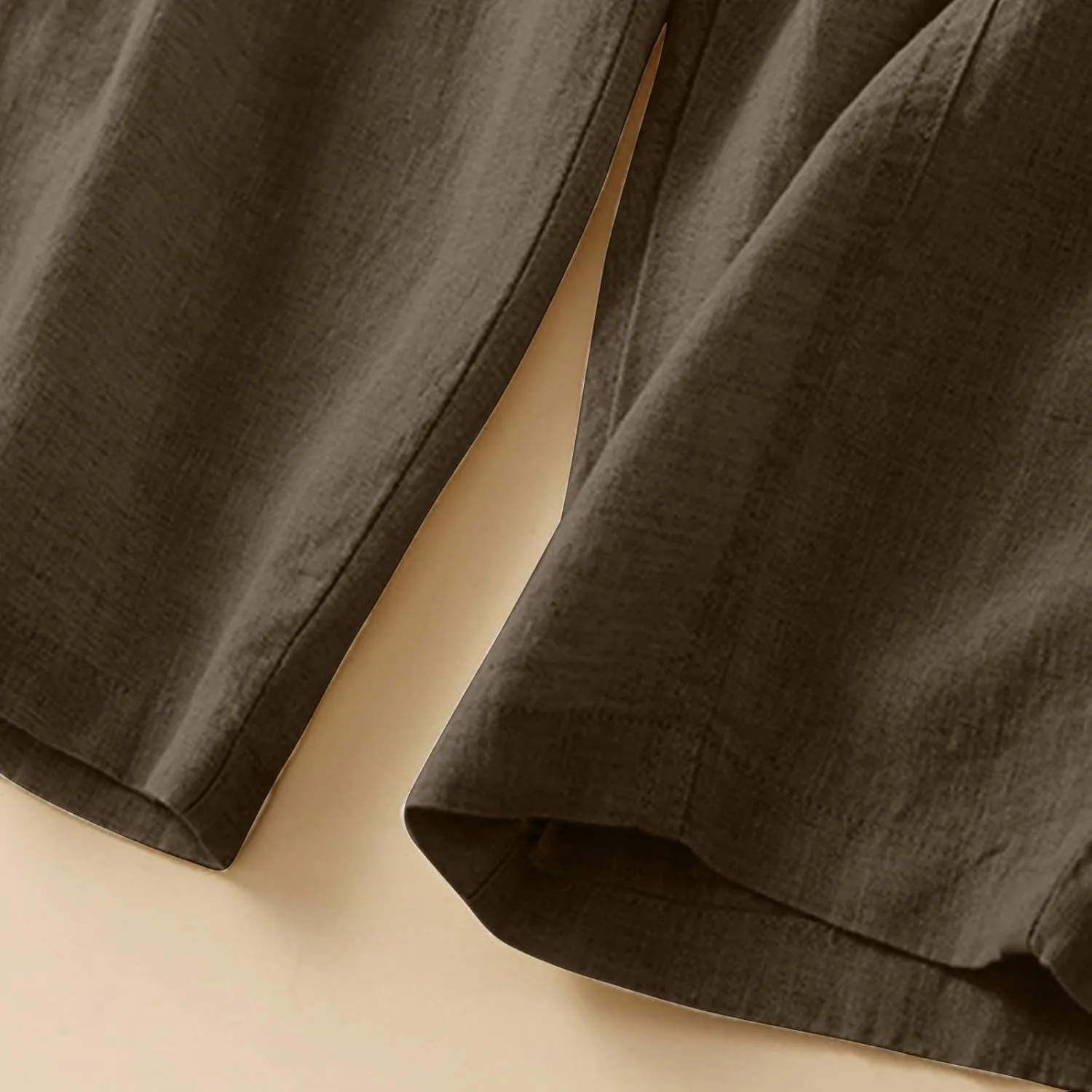 Womens Linen Pants with Pockets High Waisted Elastic Beach Pants Straight Leg Trousers for Women Casual Trousers