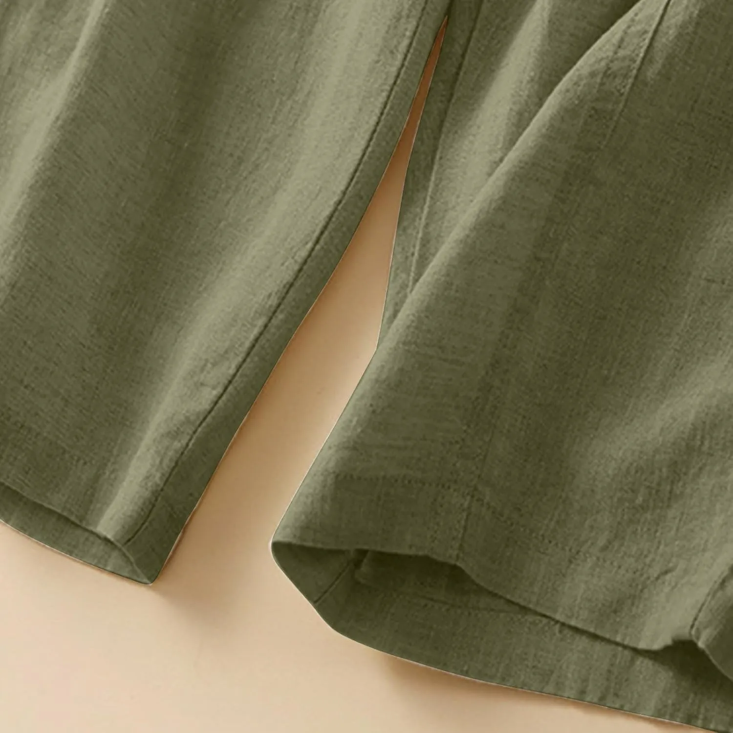 Womens Linen Pants with Pockets High Waisted Elastic Beach Pants Straight Leg Trousers for Women Casual Trousers