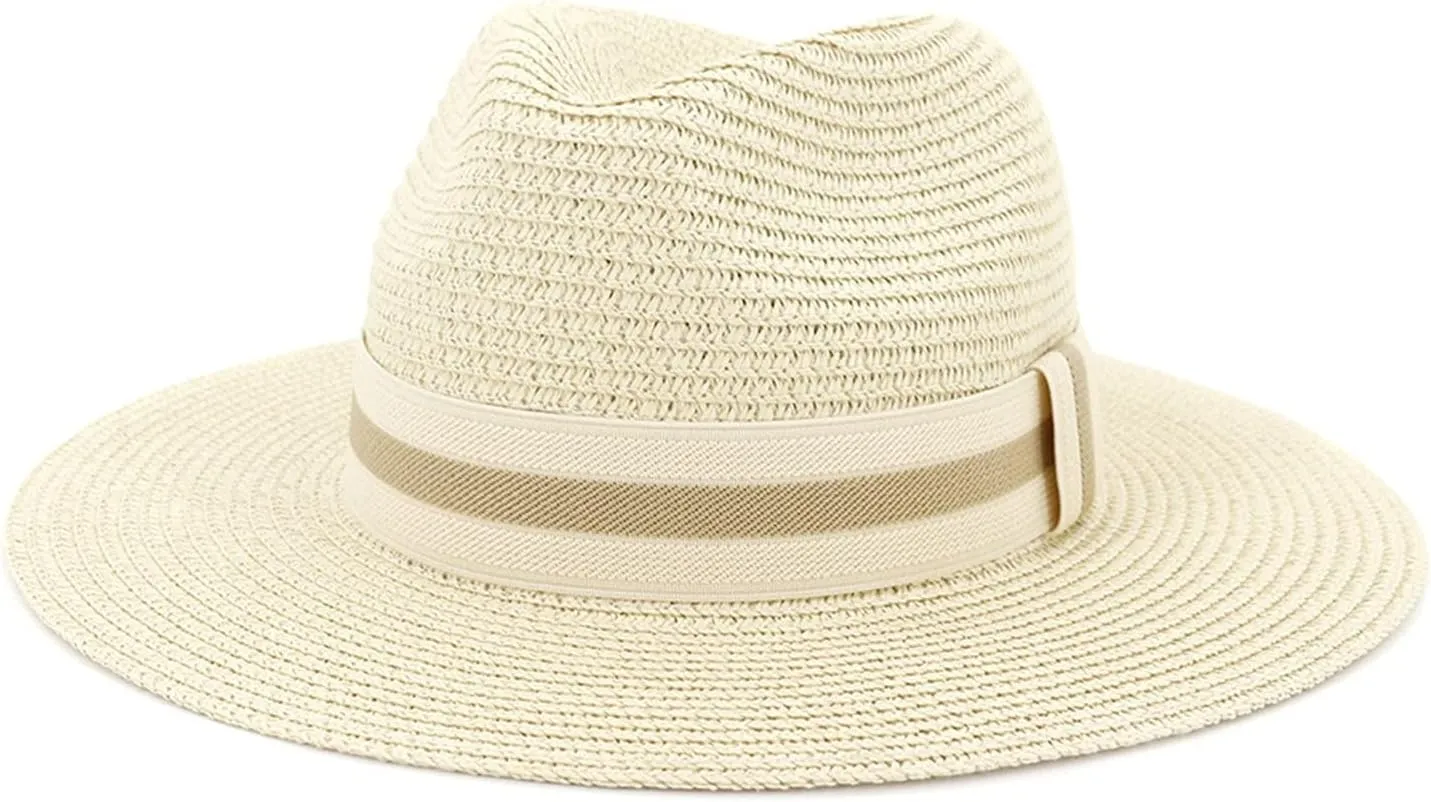 Womens Mens Straw Hat Wide Brim Panama Hat Outdoor UPF 50  Summer Beach Sun Hats for Women