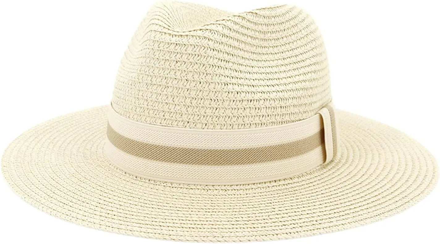 Womens Mens Straw Hat Wide Brim Panama Hat Outdoor UPF 50  Summer Beach Sun Hats for Women