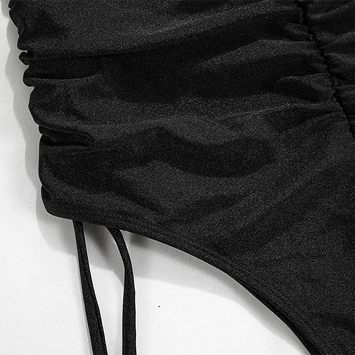 Women's One Piece Swimsuits Tummy Control Tie Knot Ruched Monokini Cheeky High Cut Spaghetti Strap Bathing Suits 2025