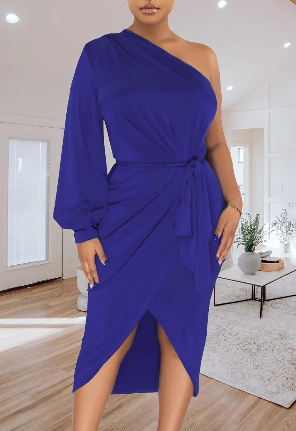 Women's Sexy Deep V Neck Dress Long Sleeve Ruched Bodycon Midi Club Dresses
