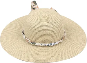 Women's Straw Derby Sun Hat Vintage Pearl Band Fedora Hat Wide Brim Trilby Panama Hat Travel Wedding Bucket Hats