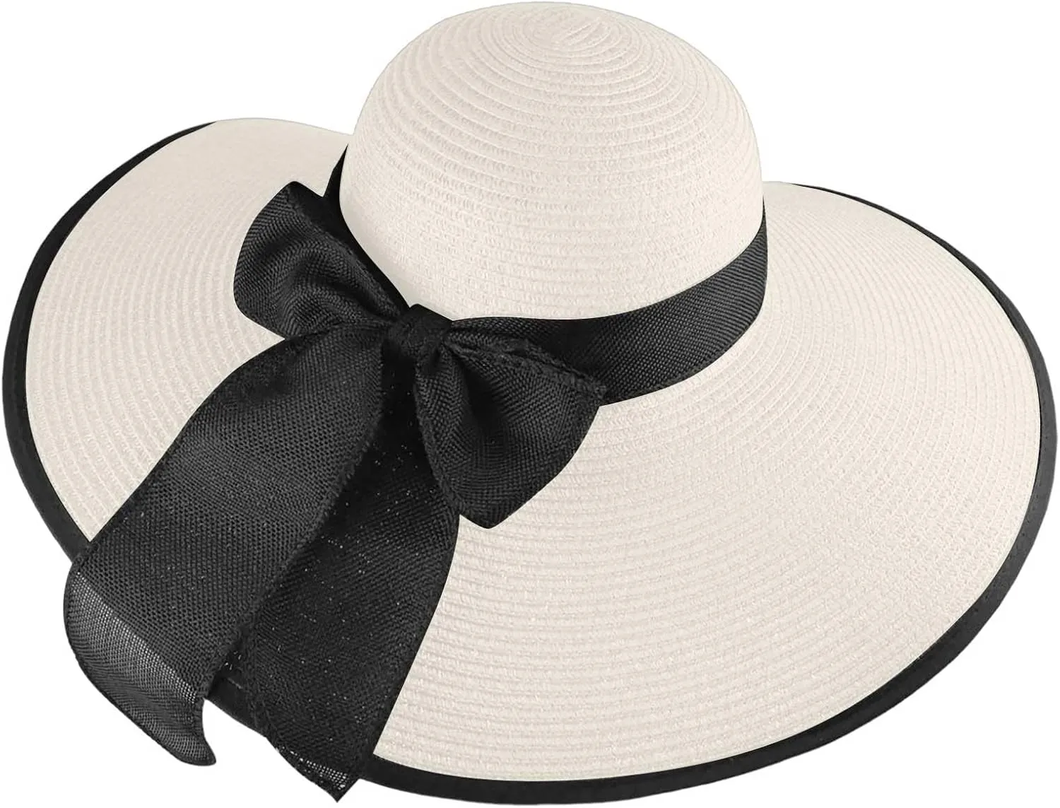 Womens Straw Hat Big Wide Brim Sun Hats Foldable Beach Caps with UPF 50  Protection