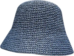 Womens Sun Hat Handmade Straw Bucket Uv Protection Wide Brim Sunhat Packable Travel Summer Cap for Beach UPF 50 