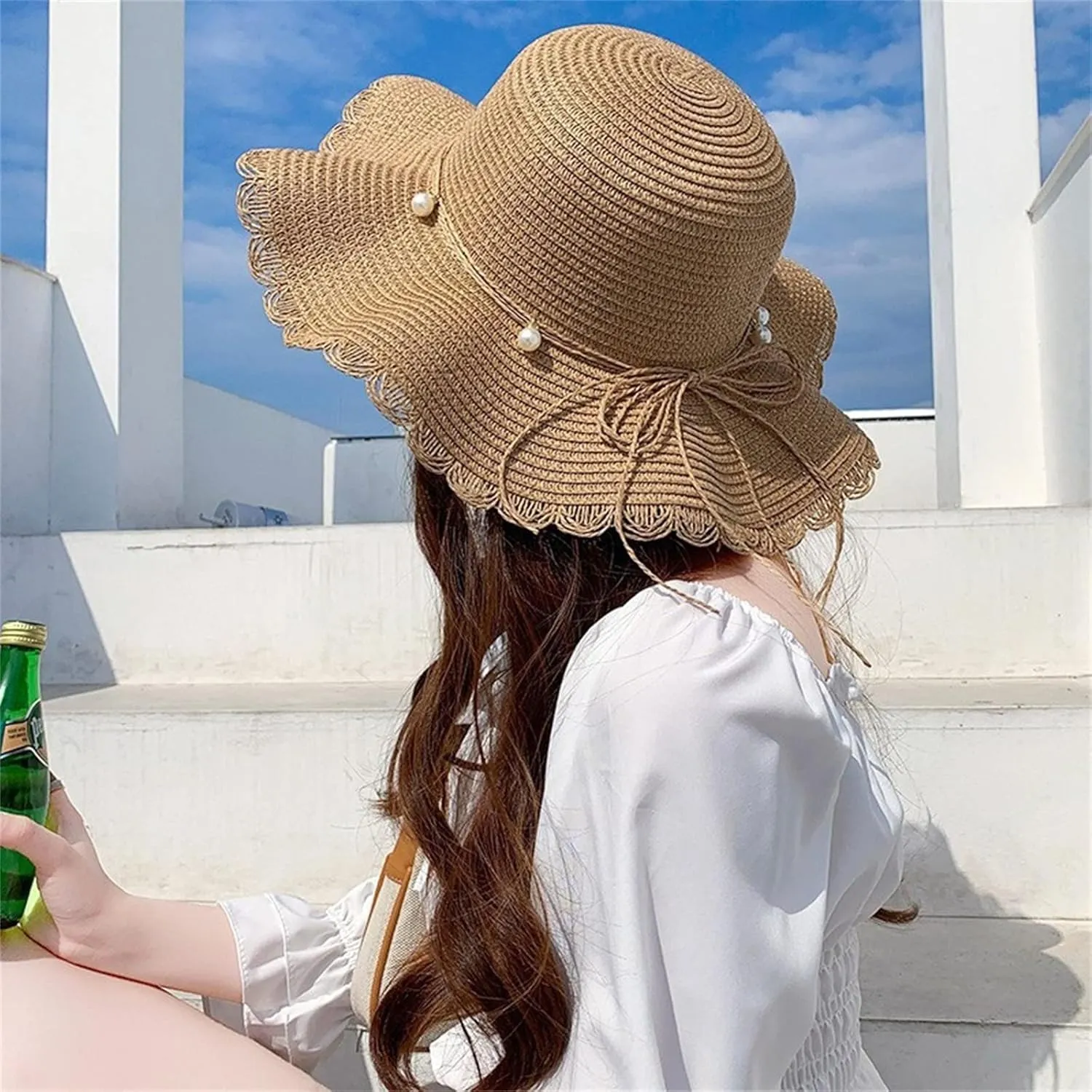 Womens Sun Hat Summer Foldable Summer Wide Brim Straw Beach Hat Large Floppy Foldable Roll Up Beach Cap Sun Hat