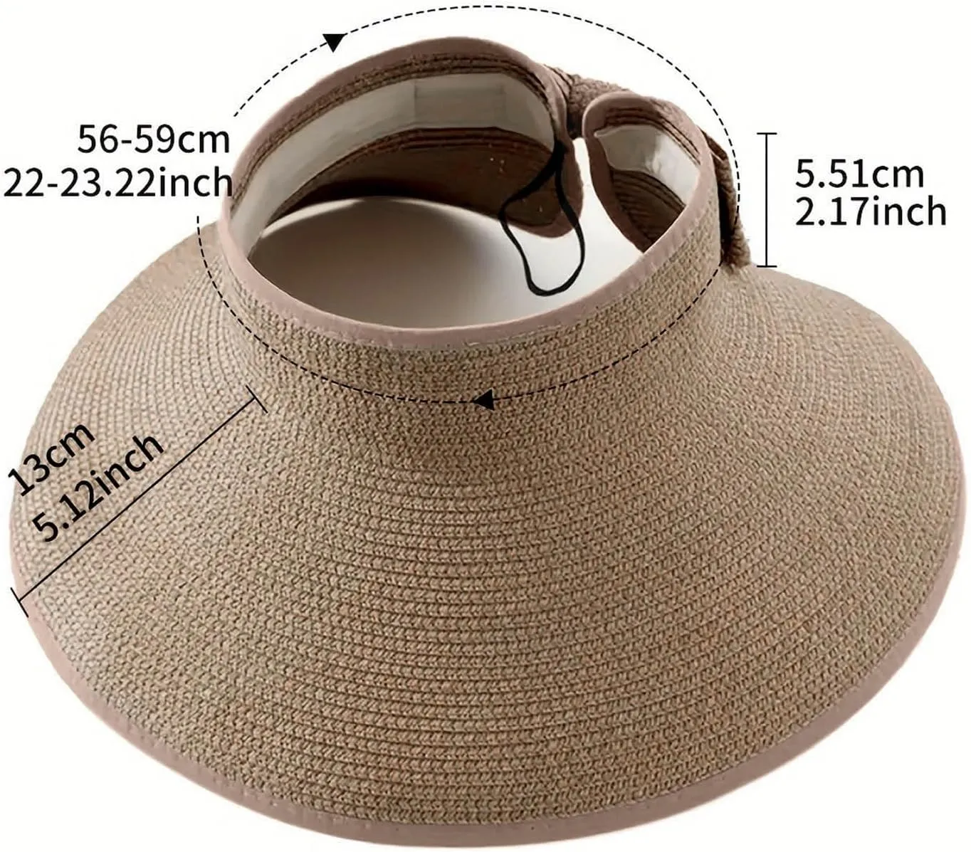 Womens Sun Hats Roll-Up Ponytail Visor Hats Wide Brim Summer Straw Caps for Foldable Travel