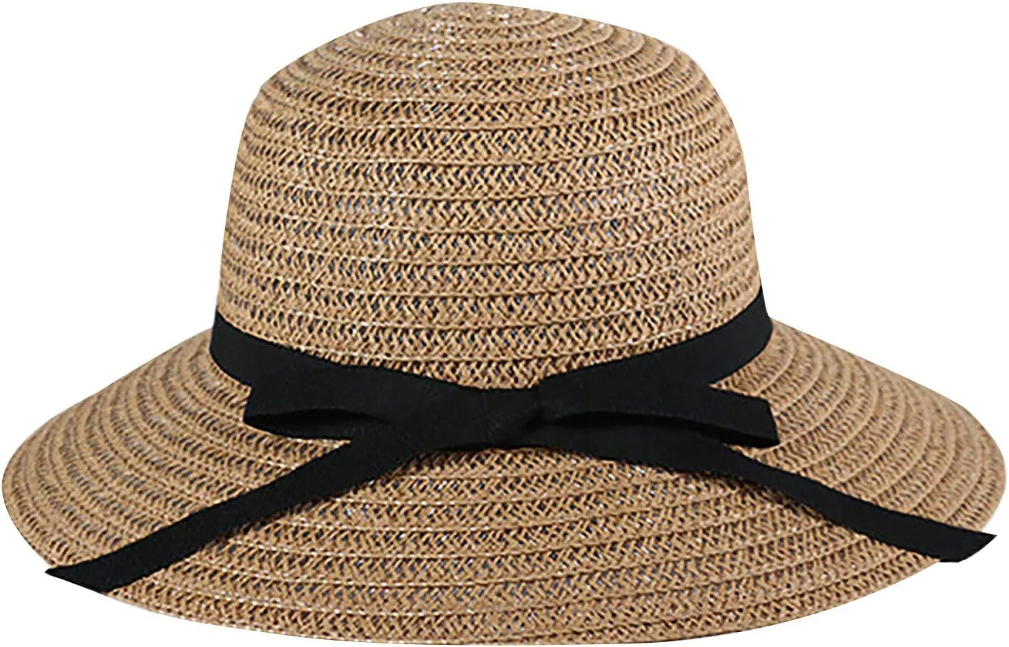 Womens Sun Straw Hat Wide Brim UPF 80 Summer Foldable Beach Hats for Women,Floppy Sun Hat Foldable Roll up Cap