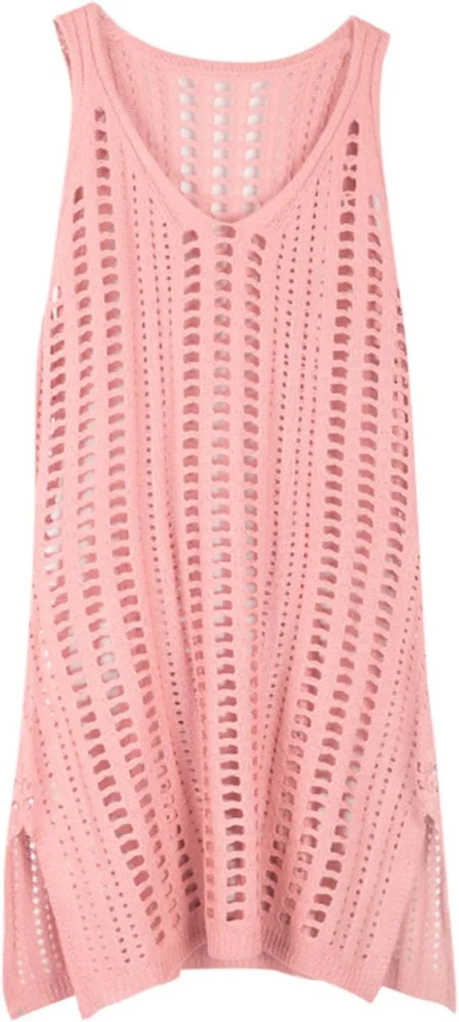 Womens Swimsuit Cover Up Sleeveless Knit 2025 Summer Outfits Swimwear Bathing Suit Coverup Crochet Beach Dress
