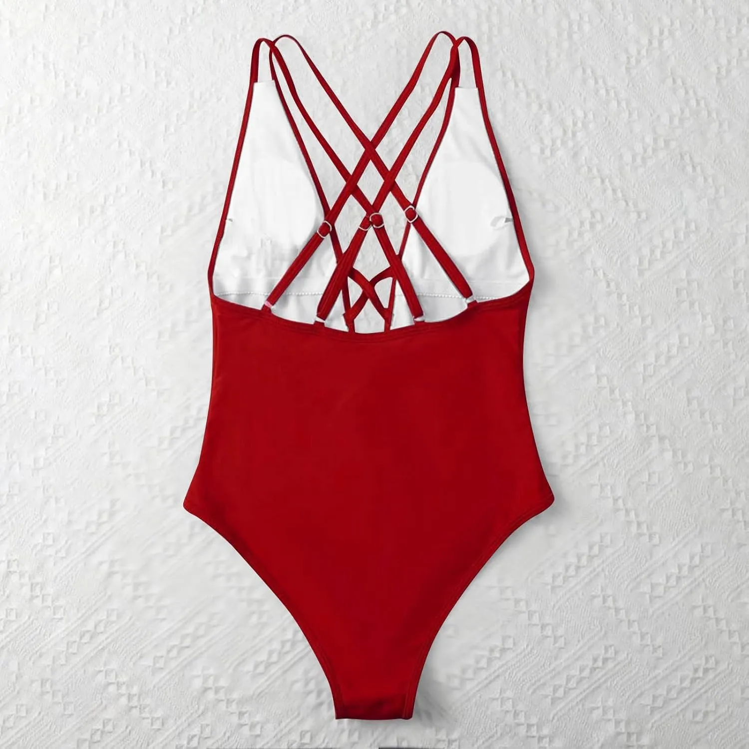 Womens Swimsuits Tummy Control Sexy One Piece Lace Up Straps Bathing Suit Scrunch Butt High Cut Monokini Swimwear