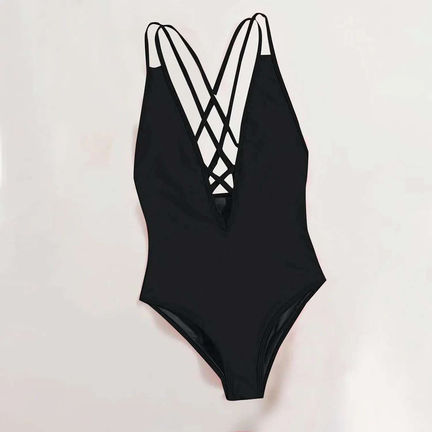 Womens Swimsuits Tummy Control Sexy One Piece Lace Up Straps Bathing Suit Scrunch Butt High Cut Monokini Swimwear