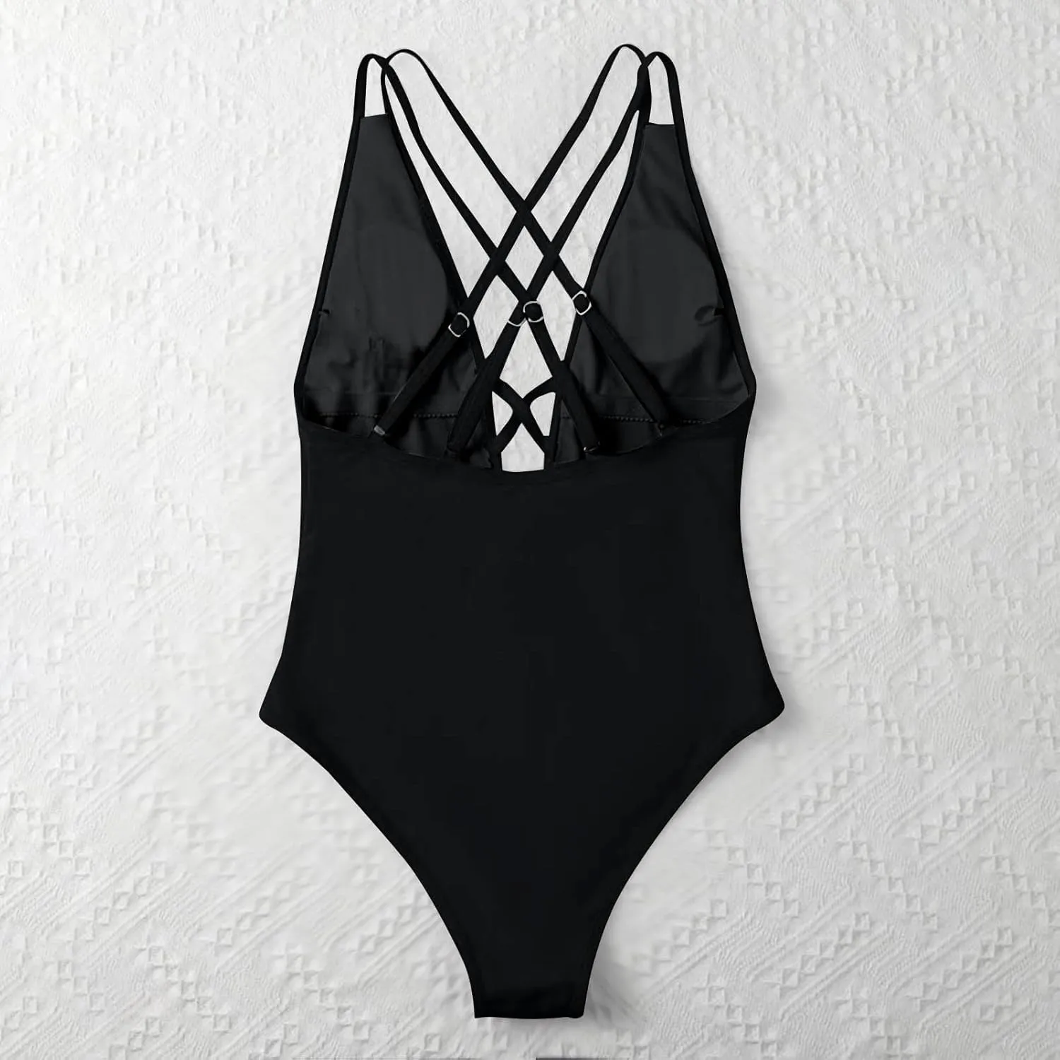 Womens Swimsuits Tummy Control Sexy One Piece Lace Up Straps Bathing Suit Scrunch Butt High Cut Monokini Swimwear