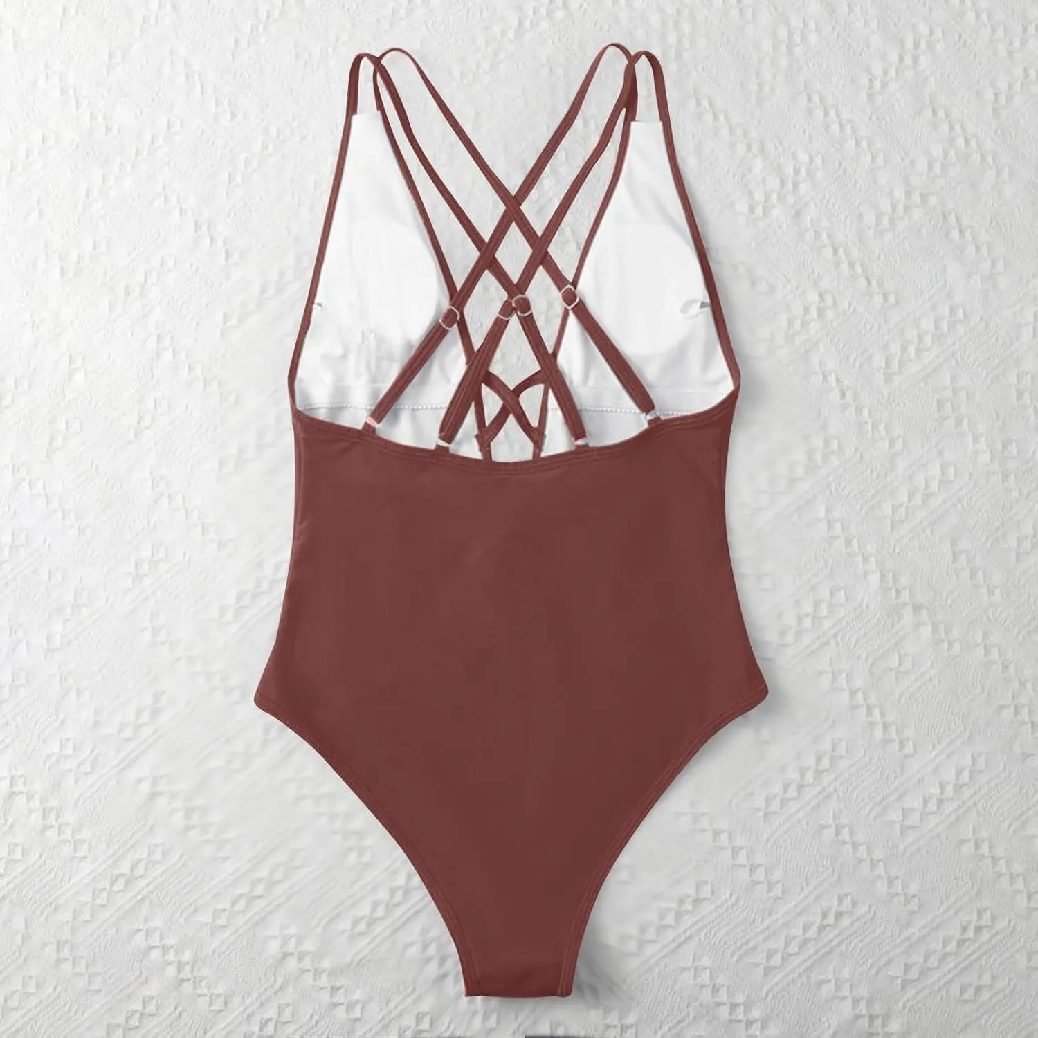 Womens Swimsuits Tummy Control Sexy One Piece Lace Up Straps Bathing Suit Scrunch Butt High Cut Monokini Swimwear