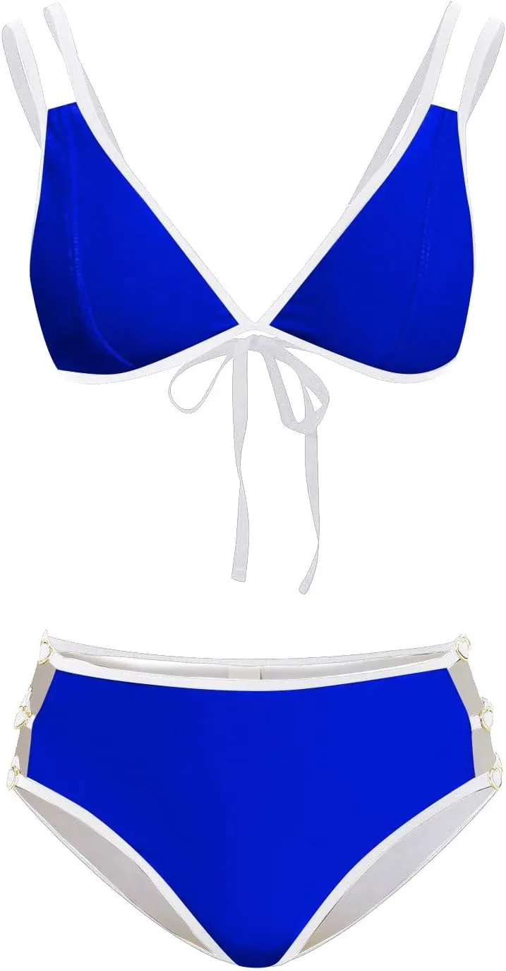 Women's Triangle 2 Piece Bikini Sexy Set High Waisted Cheeky Color Block Ruched Bathing Suits 2025
