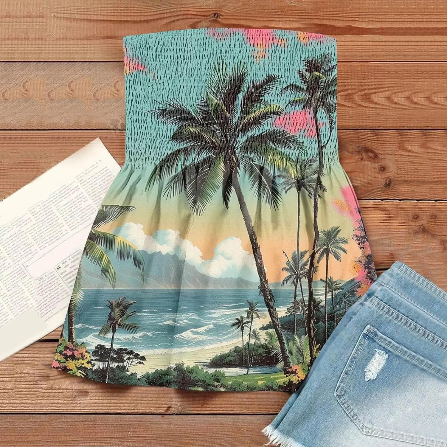Women's Tube Tops Summer Casual Bandeau Tank Casual Strapless Blouse Off The Shoulder Tunic Shirts Plus Size