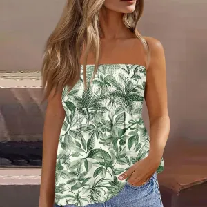 Women's Tube Tops Summer Casual Bandeau Tank Casual Strapless Blouse Off The Shoulder Tunic Shirts Plus Size