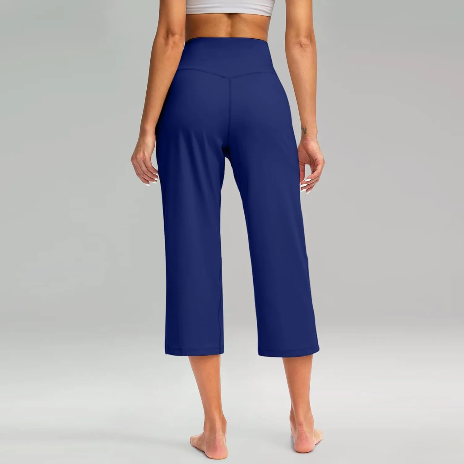 Women's Tummy Control Gym Workout Wide-Leg Cropped Pants High Waist Sport Yoga Pant Yogy Jogger Capri Sweatpants