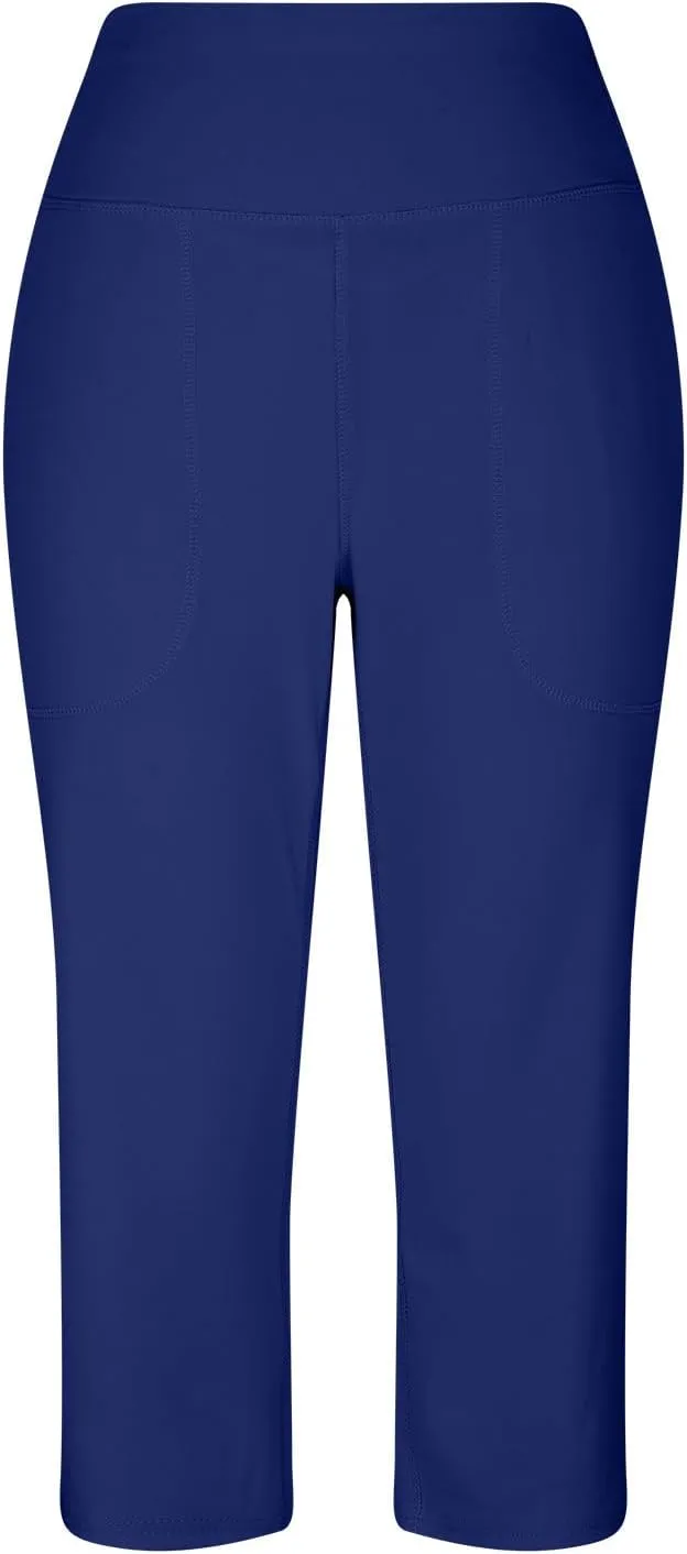 Women's Tummy Control Gym Workout Wide-Leg Cropped Pants High Waist Sport Yoga Pant Yogy Jogger Capri Sweatpants
