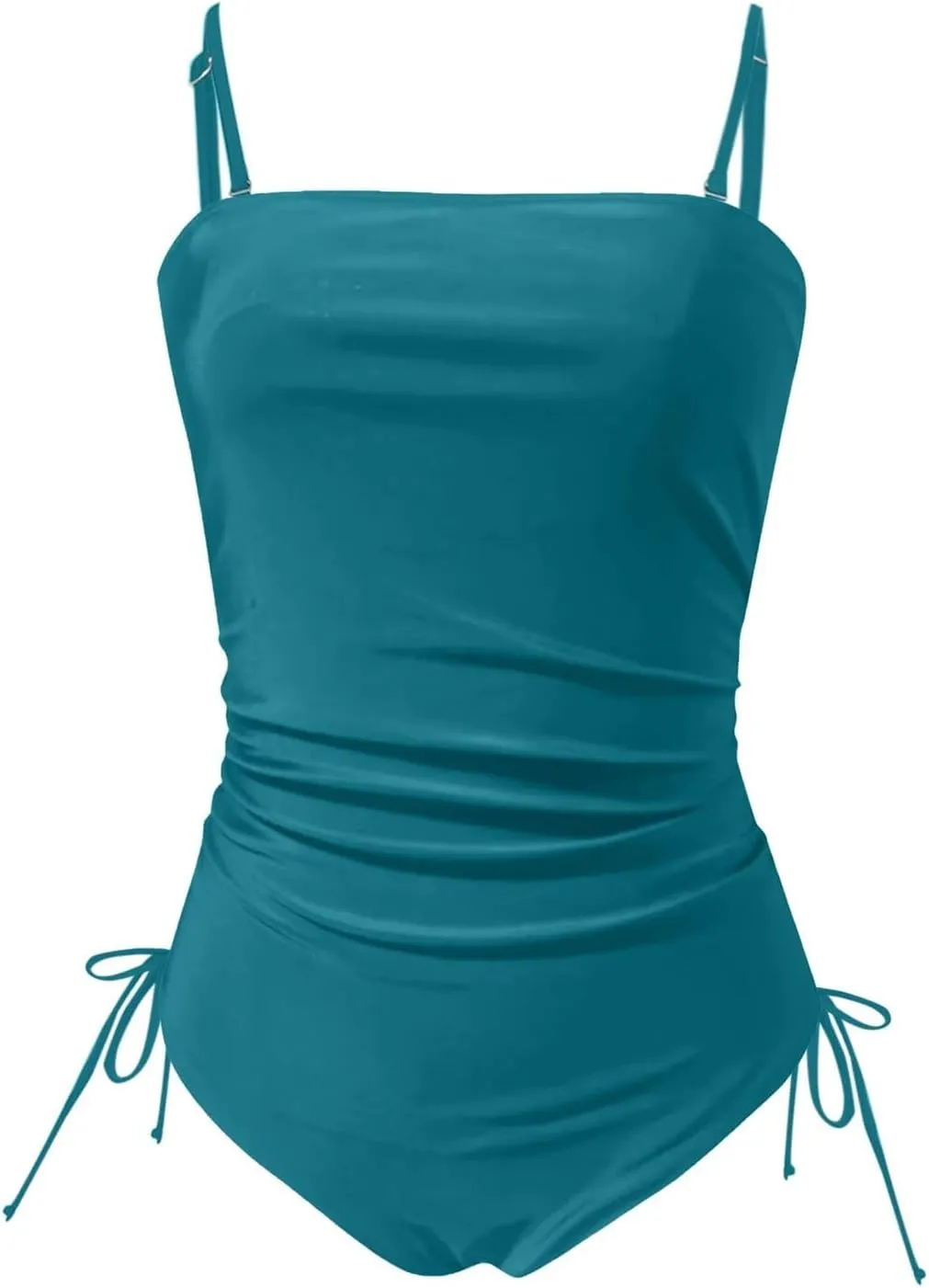 Women's Tummy Control Swimsuits One Piece Dot Slimming Bathing Suit Sexy Modest Color Block Drawstring Swimwear