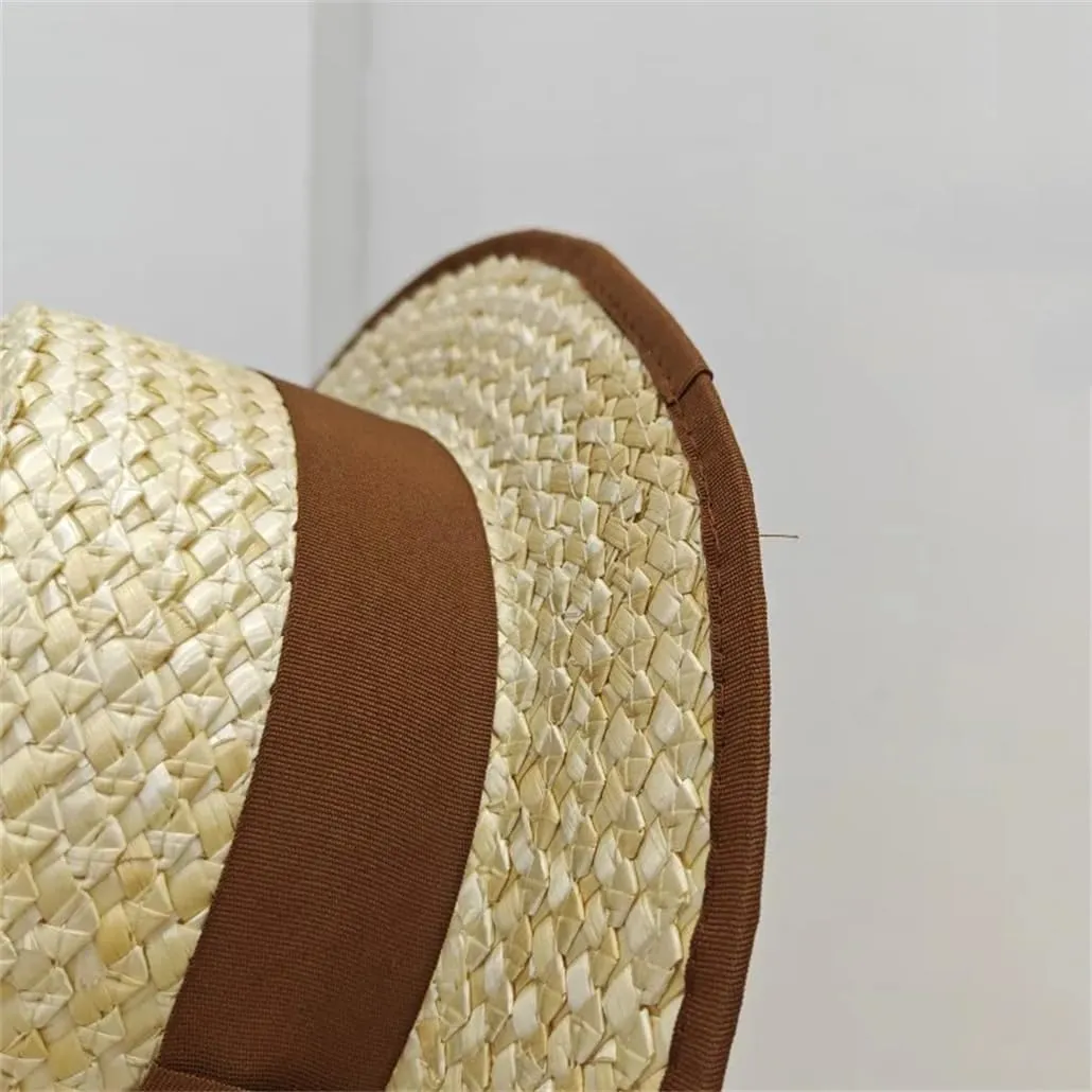 Women's Wide Brim Straw Hat Flat Top Ladies Travel Holiday Casual Beach Hats