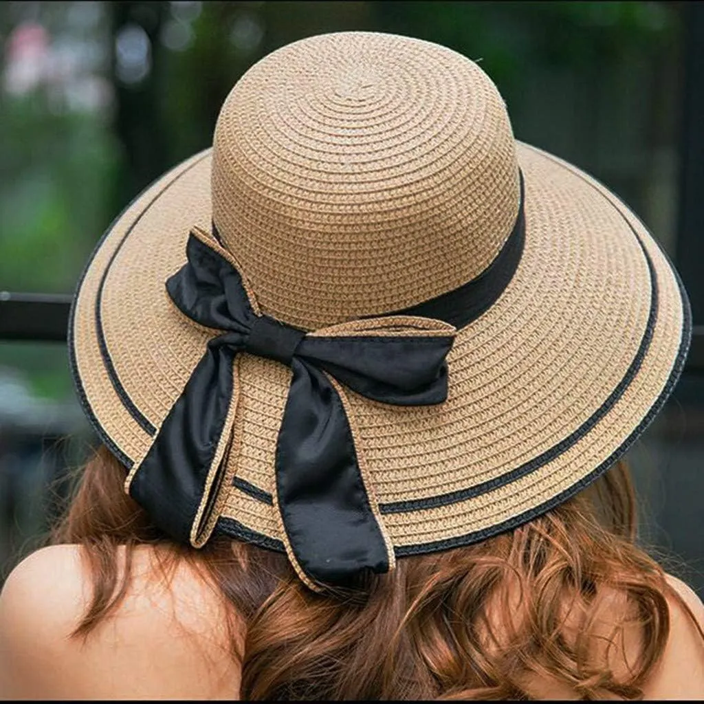 Women's Wide Brim Straw Sun Hat Big Floppy Foldable Roll Up Cap Summer Trendy Boho Beach Hat Fishman Bucket Hat