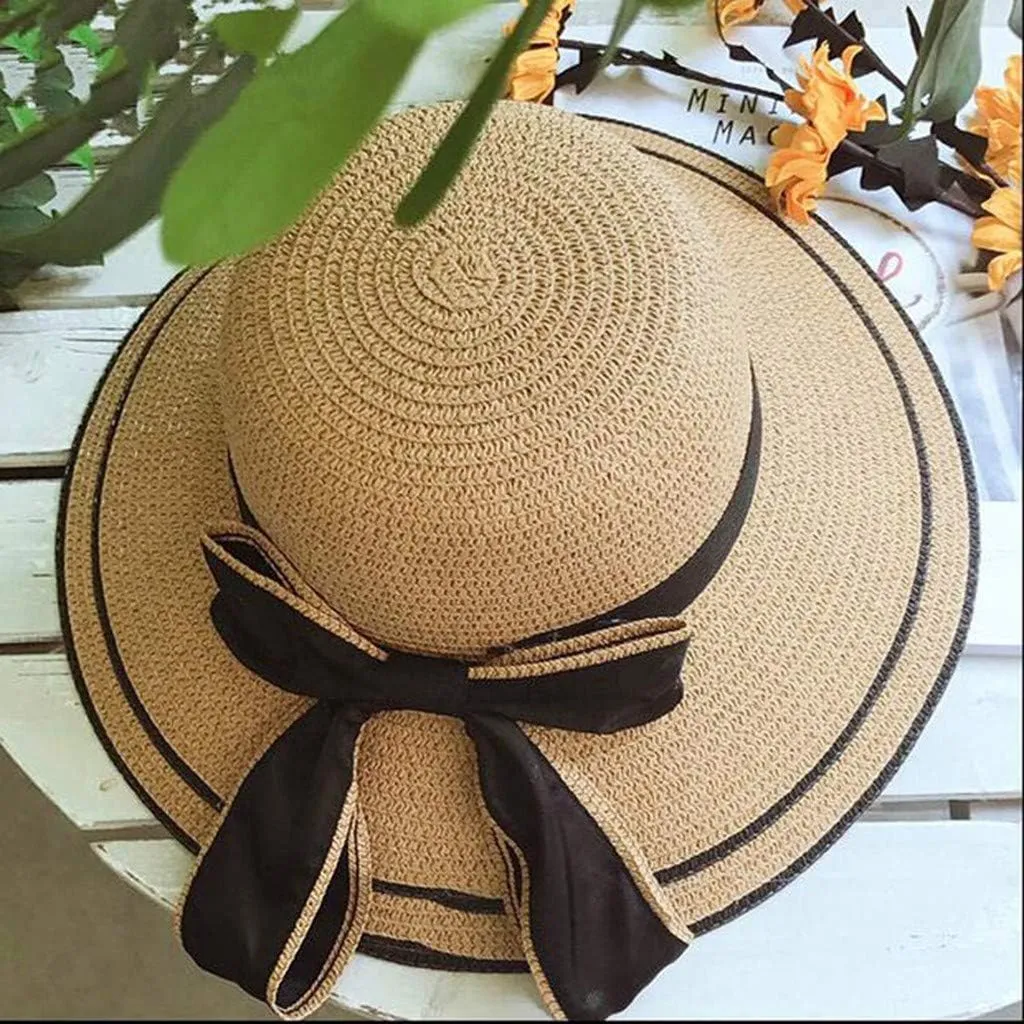 Women's Wide Brim Straw Sun Hat Big Floppy Foldable Roll Up Cap Summer Trendy Boho Beach Hat Fishman Bucket Hat