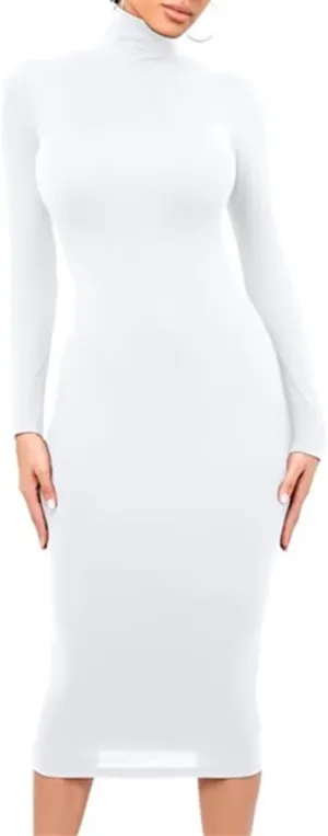 Xuan2Xuan3 Women's Dresses Fall Long Sleeve Snake Printed Zipper Neck Knit Bodycon Evening Party Long Dress